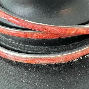 3 enamel and silver bangle bracelets